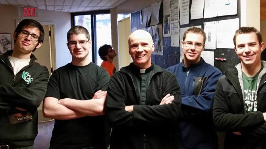 priest and men