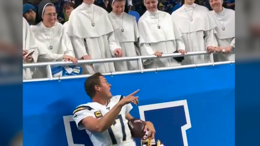 San Diego Chargers' quarterback Philip Rivers greets Dominican Sisters of Ann Arbor