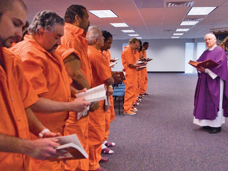 Bishop Mengeling celebrates Mass in jail.